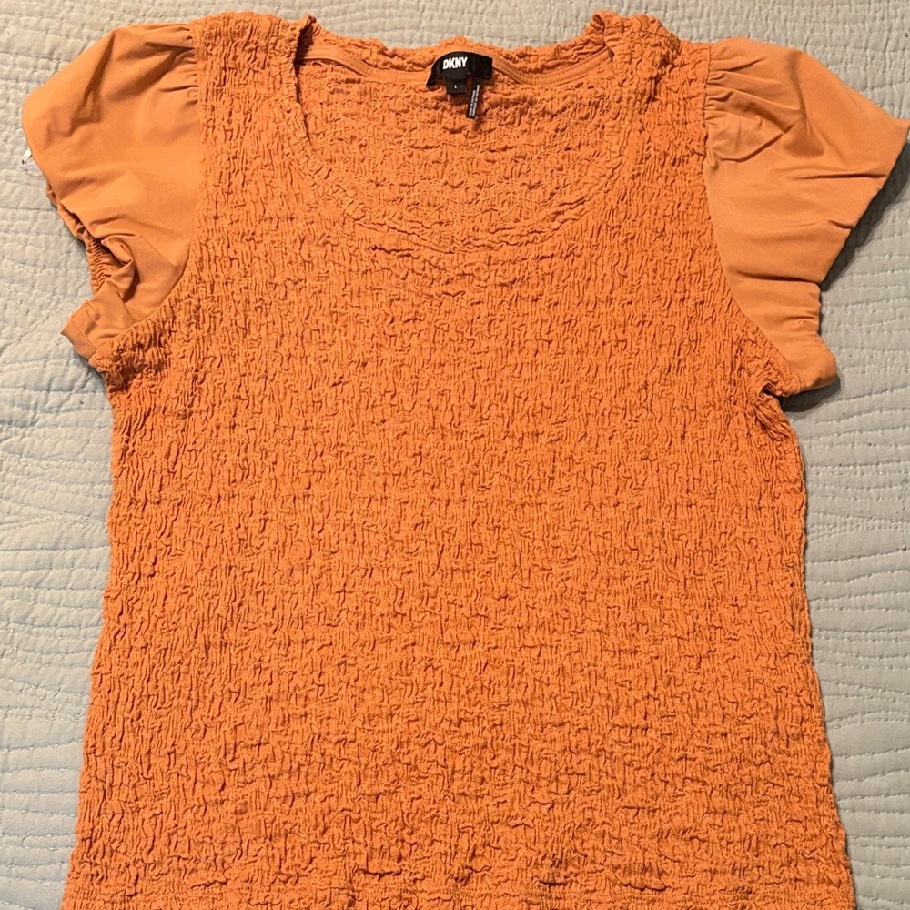 DKNY Orange Textured Blouse